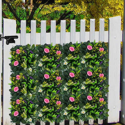 Plant Wall Panels - 4 Pieces Artificial Greenery Hedge Panels, 9.84x9.84 in Faux Plant Privacy Screen, Decorative Garden Wall Privacy Hedge Screen, Greenery Backdrop Tiles for Yard Wedding