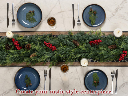 Lescli 6ft Artificial Cedar Garland, Real Touch Pine Garland, Christmas Faux Greenery for Mantle, Fireplace Wall, Table Decor, Christmas Decorations, DIY Crafts