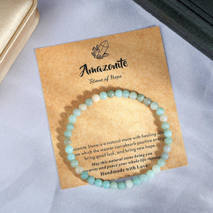 MAIBAOTA Amazonite Bracelet for Women, 4 mm Natural Stone Bracelets