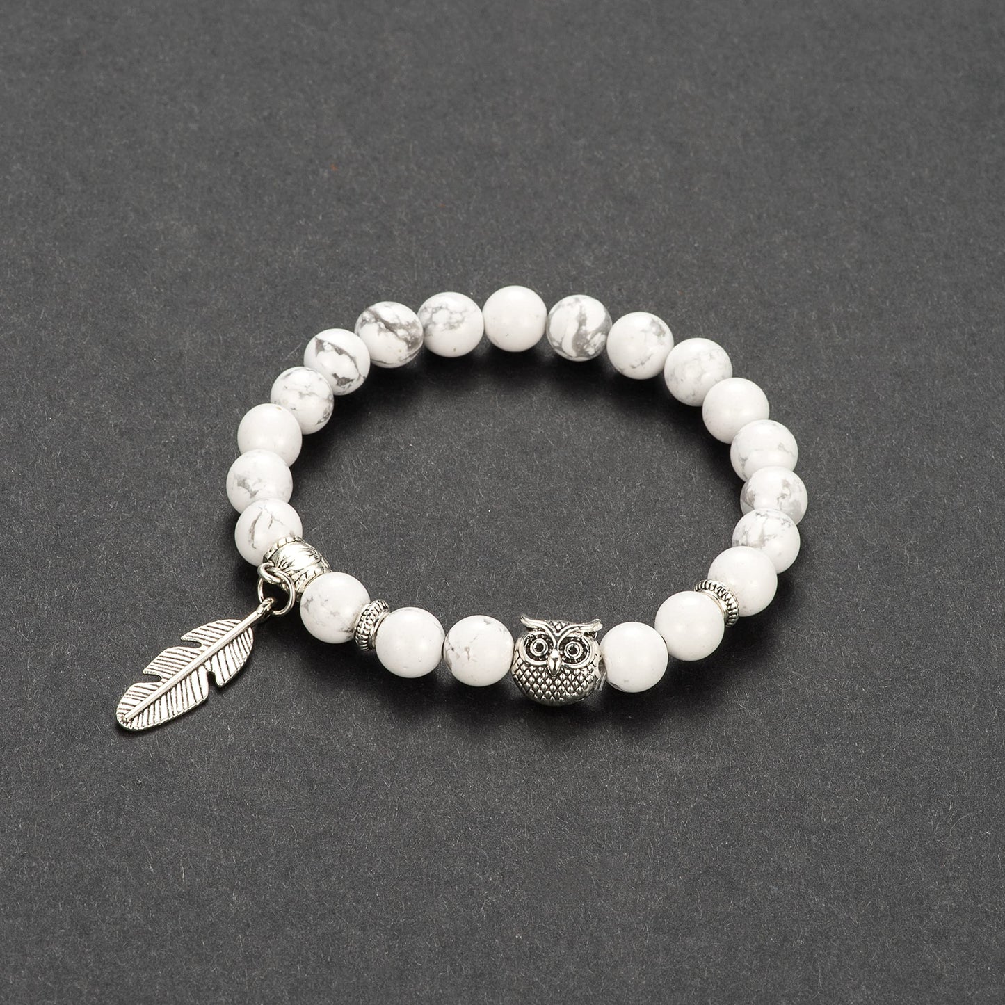 Softones 8mm Beads Owl Bracelets for Women Handmade Natural Stone Owl Gifts for Women Crystals Bracelet for Women Men Spiritual Energy Bracelet
