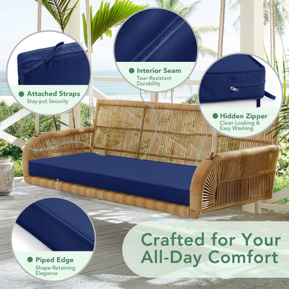 Summsun Outdoor Bench Cushion: Waterproof and Fade Resistant Patio Furniture Cushions - Non-Slip Bench Pad Cushion with Removable Cover for Garden Swing Porch Sofa Settee, 48 x 18 x 3 Inch, Navy Blue