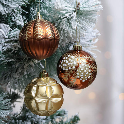 Valery Madelyn Luxurious Copper Gold Christmas Ball Ornaments, Shatterproof Christmas Tree Ornaments for Xmas Decoration (2 Items Bundle