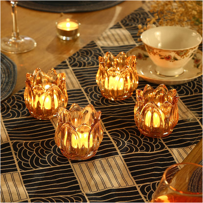 GOLDEAL 12Pcs Gold Votive Candle Holders, Thick Glass Tea Light Candle Holder Bulk, Tealight Candle Jars for Wedding Table Decor, Party Supplies, Bridal Shower Decorations, Centerpieces for Tables