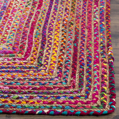 SAFAVIEH Cape Cod Collection Area Rug - 2'3" x 5', Red & Multi, Handmade Jute & Cotton, Woven Braided Design (CAP202A)