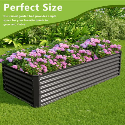 Ayen Guard 8x2x2FT Galvanized Raised Garden Bed,Galvanized Planter Boxes Outdoor, Large Metal Raised Garden Beds for Vegetables-Grey