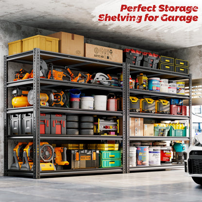 48"W Garage Shelving, 3050LBS Storage Shelves Heavy Duty, 5 Tier Metal Shelving Unit Adjustable Garage Shelves Heavy Duty Shelving for Warehouse,Commercial, Kitchen, 48" W × 24" D × 72" H, Black