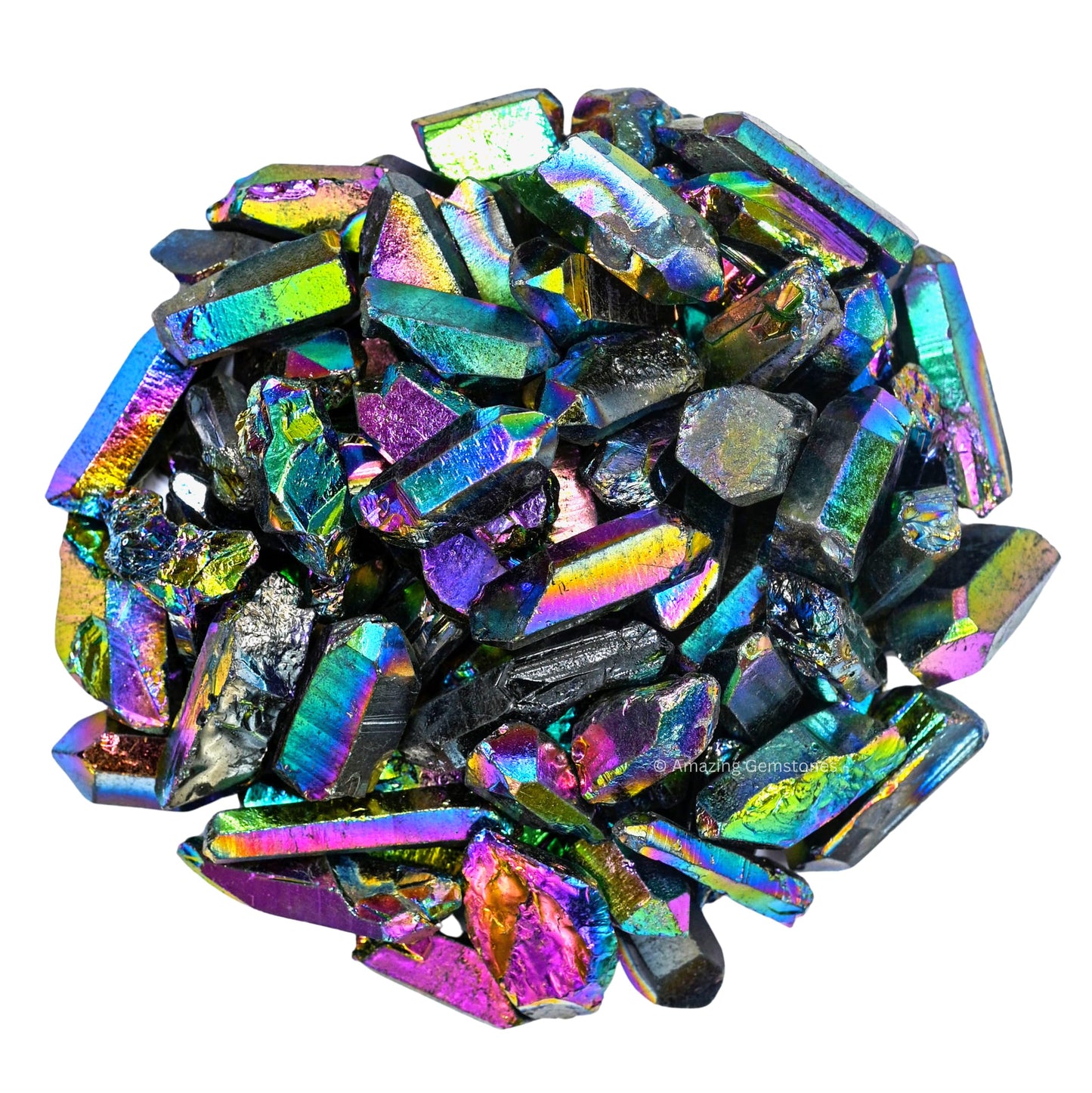 Amazing Gemstone Titanium Aura Quartz Raw Crystals Point and Healing Stones, Natural Rocks for Meditation and DIY Raw Stones and Crystals (1 lb)