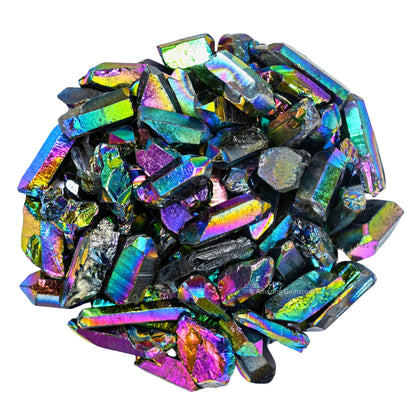 Amazing Gemstone Titanium Aura Quartz Raw Crystals Point and Healing Stones, Natural Rocks for Meditation and DIY Raw Stones and Crystals (1 lb)