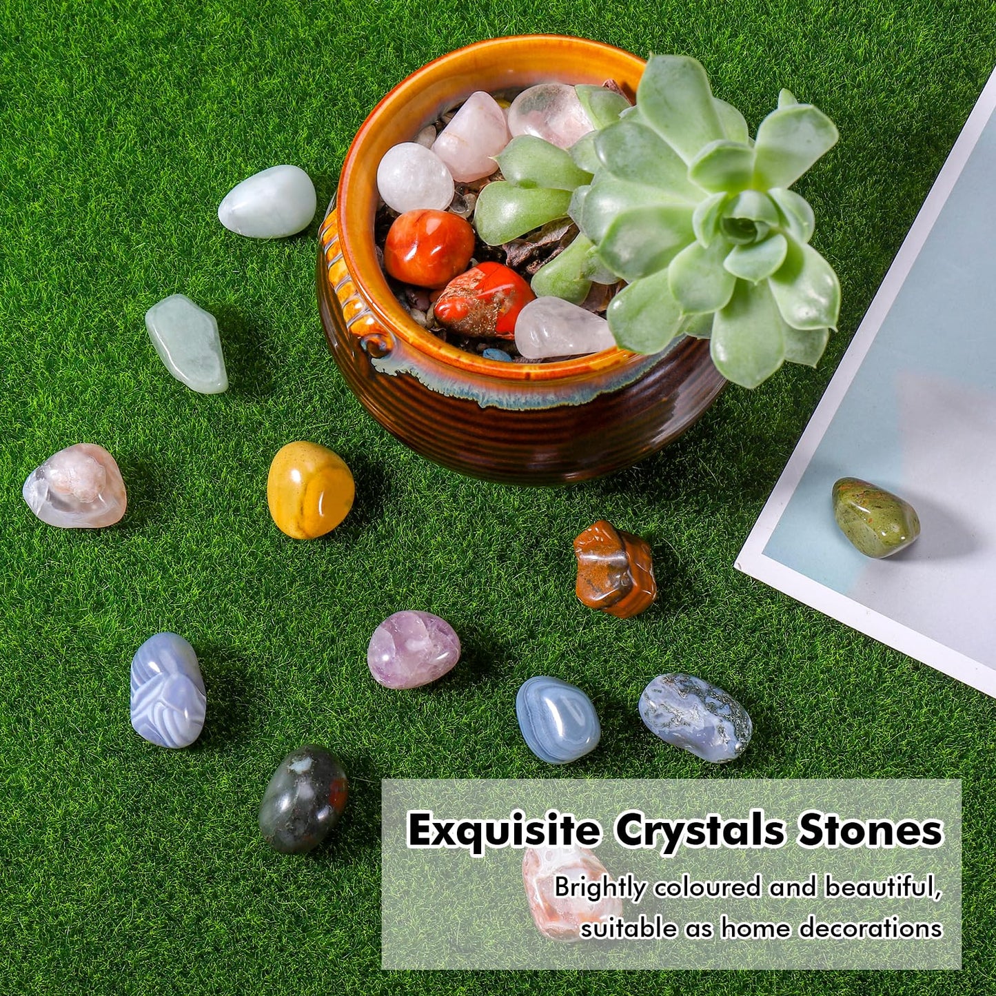Huiguli 18 Pcs Crystals and Healing Stones Set, Natural Polished Gemstones Collection, Tumbled Healing Crystals for Reiki, Yoga, Chakra Meditation and Positive Energy (0.8-1.2 Inch)