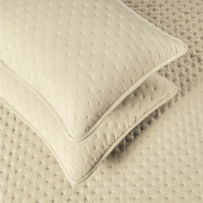 Amazon Basics Brushed Microfiber Quilt Set, Extra Soft with Natural Texture, 3-Piece, Queen/Full, Beige