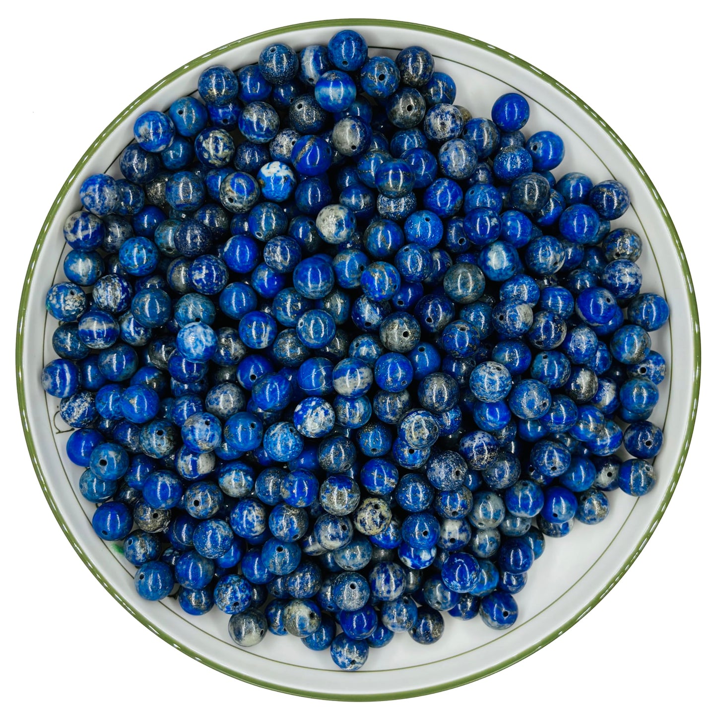 WHNKFB 6mm 100PCS Natural Lapis Lazuli Round Beads, Deep Blue Pyrite-Flecked Loose Gemstone Beads for Jewelry Making Craft - 4mm 6mm 8mm 10mm Options with Free Elastic Cord