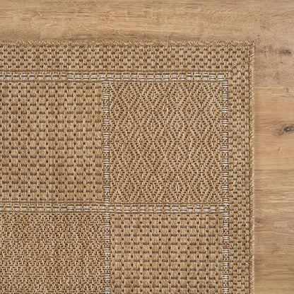 Beverly Rug Easy Jute Checkered Squared Rug 9x12 Washable Large Indoor Outdoor Area Rugs for Living Dining Room Patio Office Stain Resistant Non Shedding Casual Indoor Outside Carpet 9 x 12 Natural
