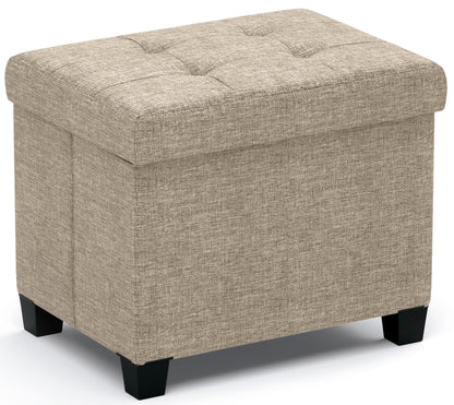 Ornavo Home Storage Ottoman Small Rectangle Ottoman with Legs, Foot Rest Stool Seat, Load up to 600 LB, for Living Room, Bedroom, Home Office, Dorm - 12 x 16 x 12, Tan