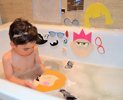 Buddy & Barney: Silly Faces Bath Time Stickers - 36 Reusable Foam Stickers & Mesh Storage Bag, Mix & Match, Fun Tub & Water Toy, Toddlers & Kids Age 3+