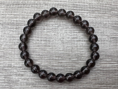 GAF TREASURES Smoky Obsidian Crystal Bead Bracelet 8mm, Genuine Smoky Obsidian Stretch Gemstone Bracelet, Healing Crystal Bracelet, Gift for Men & Women (1)