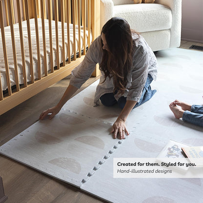 Little Landings Baby Play Mat for Floor - Aura Oat (4x6ft) - Premium EVA Foam Play Mat for Babies & Toddlers (Ages 0-5+) Non-Toxic Playmat for Tummy Time, Crawling & Playroom - Stylish & Comfortable