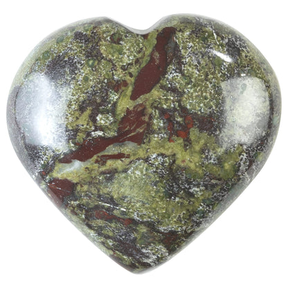 Crocon® 50mm Dragon Bloodstone Heart stone Big Heart Shape Puff Stones Set 450+ Carats Pocket Crystal Healing Tumble Collection Palm Worry Stone Good Luck Charm Meditation Gift Craft Home Decor