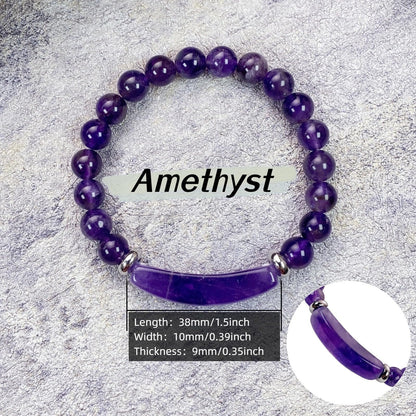 EDEN'S CALL 8mm Healing Crystal Beads Stretch Bracelet Handmade Good Luck Energy Chakra Stone Beaded Bangle, Amethyst