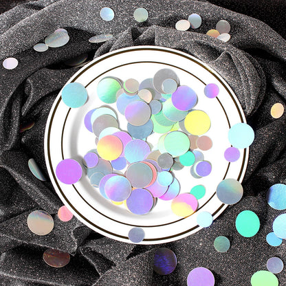 Vofrise 400PC Circle Dots Iridescent Confetti for Birthday Decorations Round Table Scatter for Wedding Baby Shower Bachelorette Bridal Shower Party Supplies
