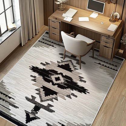 Western Area Rug Southwestern Aztec Navajo Washable 5x7 Rugs for Living Room Bedroom Southwest Tribal Gray Beige Non-Slip Soft Floor Large Carpet for Office Entryway Bathroom