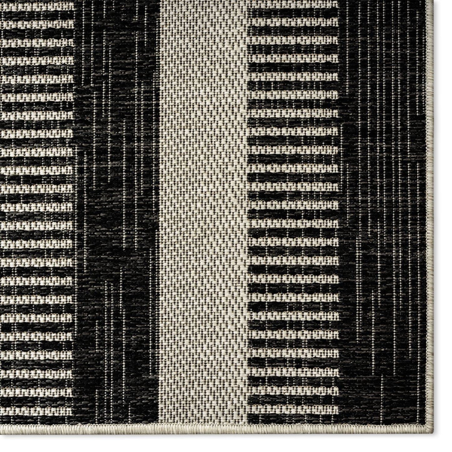 Nicole Miller New York Patio Country Charlotte Modern Stripe Indoor/Outdoor Area Rug, Black/Grey, 5'2"x7'2"