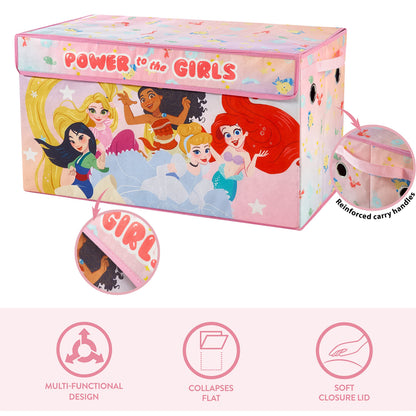 Idea Nuova Disney Princess Collapsible Toy Storage Trunk with Lid, 28" W x 16" D x 14.5" H
