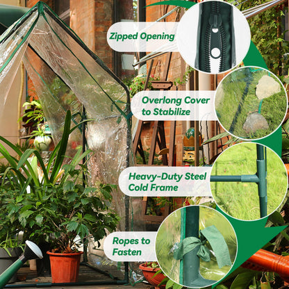 Gardzen Mini Greenhouse with Waterproof Bottom, Portable Green House with Strong Metal Frame, Small Green House for Outside and Inside Use,36.2"(L) x36.2(W) x59.5(H)