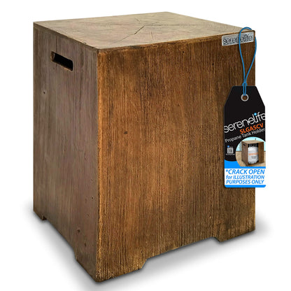 Outdoor Propane Gas Tank Holder - Wood-grain Propane Tank Holder - Holds 20 Lbs. Clean Burning Propane Gas Tank - Works with SLCNX76 and SLFPLG9 Outdoor Propane Fire Pit Table - SereneLife SLGASCV