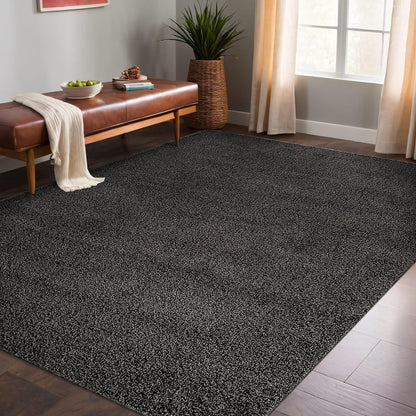 Luul Home Non Slip Solid Area Rug Dark Gray 3x5 Rubber Back Soft Rugs for Living Room Kitchen Bedroom and Hallway Stain Resistant Washable Easy Cleaning Non Shedding Carpet Dark Gray 3 x 5