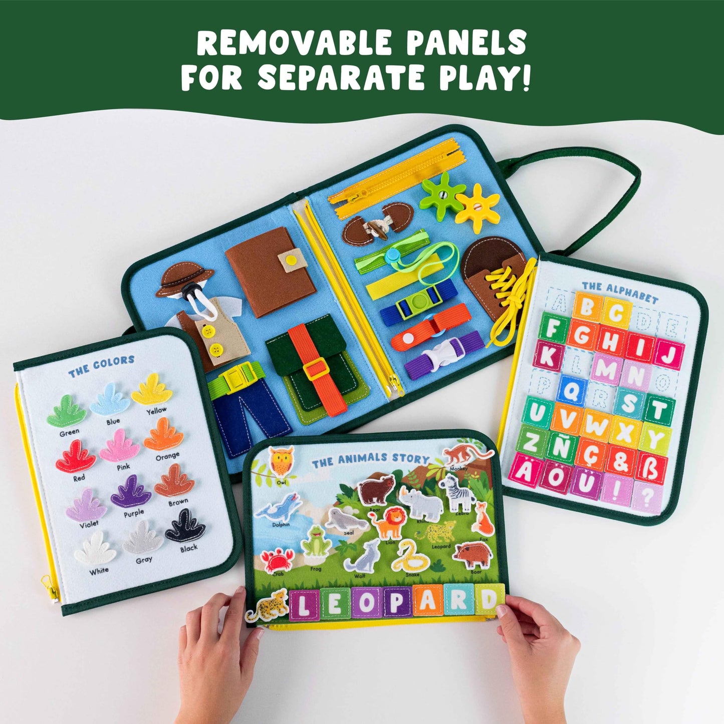 BONNYCO Busy Board for 1 Year Old Animals. Montessori Busy Book for Toddlers 1-3 2-4, Felt Quiet Book Baby. Montessori Toys, Toddler Learning Toys for Travel, Airplane, Car. Educational Activity Board
