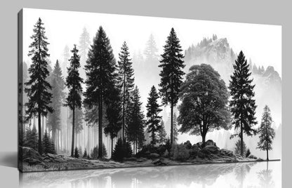 CPKATMT Foggy Forest Wall Art for Living Room Black Tree Pictures wall Decor for Office Natural Landscape Wall Decor for Bedroom 20 x 40 Inch