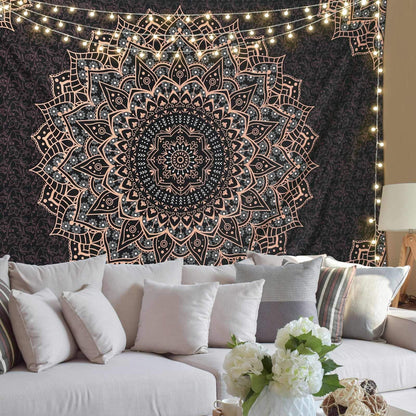 Edeesky Black Mandala Tapestry Wall Hanging Psychedelic Wall Tapestry Aesthetic Indian Hippie Decor Bohemian Art Boho Home Decoration for Bedroom,Living Room,Dorm