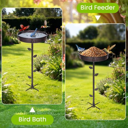 NestShld 35 in Metal Bird Bath for Outside,12 in Dia Bowl with Upgraded 5-Pronged Base,Freestanding Bird Feeder Stand for Patio,Lawn,Garden