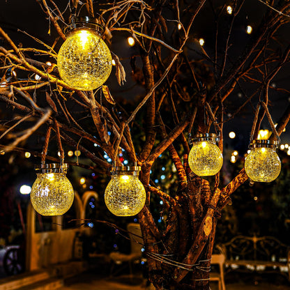 Cooo Christmas Gifts 2 Pack Solar Lanterns Waterproof Outdoor Heavy Crackle Glass a Big Warm LED Stainless Steel Lid 215% Solar for Women Mom Grandma Landscape Path Lights Garden Yard Backyard Decor