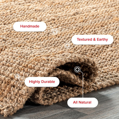 nuLOOM Ashli Solid Farmhouse Jute Accent Rug, 2X3, Natural