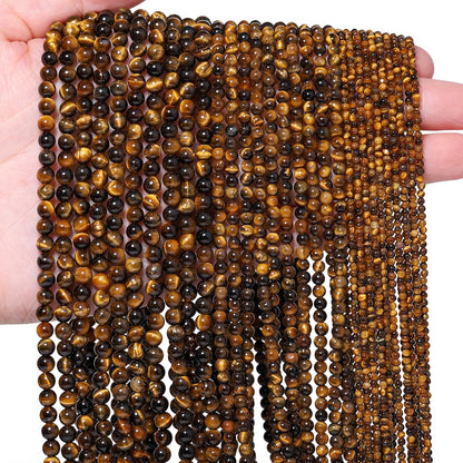 Songxi 180pcs 2mm Yellow Tiger Eye Natural Round Stone Beads for Jewelry Making, Smooth Loose Small Gemstone Beads for Bracelets Necklace, Chakra Stones with Energy Power