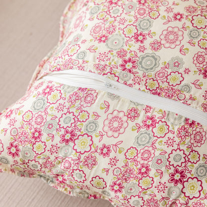 vctops Set of 2 Quilted 100% Cotton Boho Throw Pillow Covers 18" x 18" Farmhouse Country Floral Patchwork Decorative Cushion Cover, Patchwork Flower L