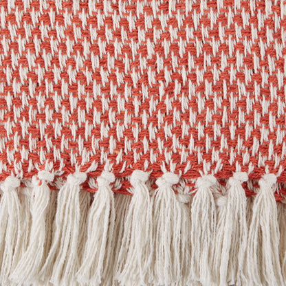 DII Woven Throw Collection 100% Cotton, Basketweave, 50x60, Spice