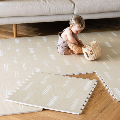 Lillefolk Baby Play Mat – 6x8ft Old White | Soft Non Toxic Premium Foam Mat for Tummy Time, Crawling & Playroom – Waterproof Mat for Babies & Toddlers (12 Tiles)