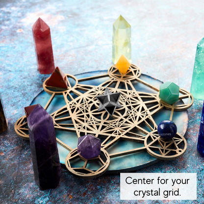 Amazing Gemstone Shungite Merkaba Crystal - 0.75 Inches Metaphysical Merkaba Star for Meditation - Energetic Tetrahedron Crystal and Healing Stones and Healing (15-20mm)