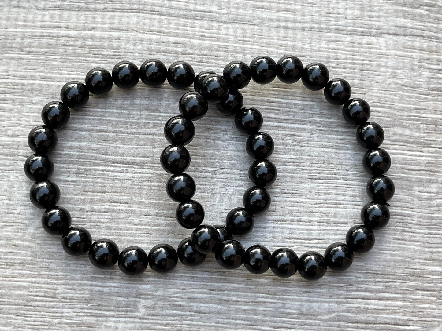 GAF TREASURES Black Obsidian Crystal Bead Bracelet 8mm, Genuine Black Obsidian Stretch Gemstone Bracelet, Healing Crystal Bracelet, Gift for Men & Women (1)