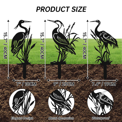 YATEASLU Cranes for Garden,Exquisite Metal Yard Decor Trio: Lifelike Heron Statues Outdoor for Patio & Lawn, Premium Metal Yard Art Gift Set