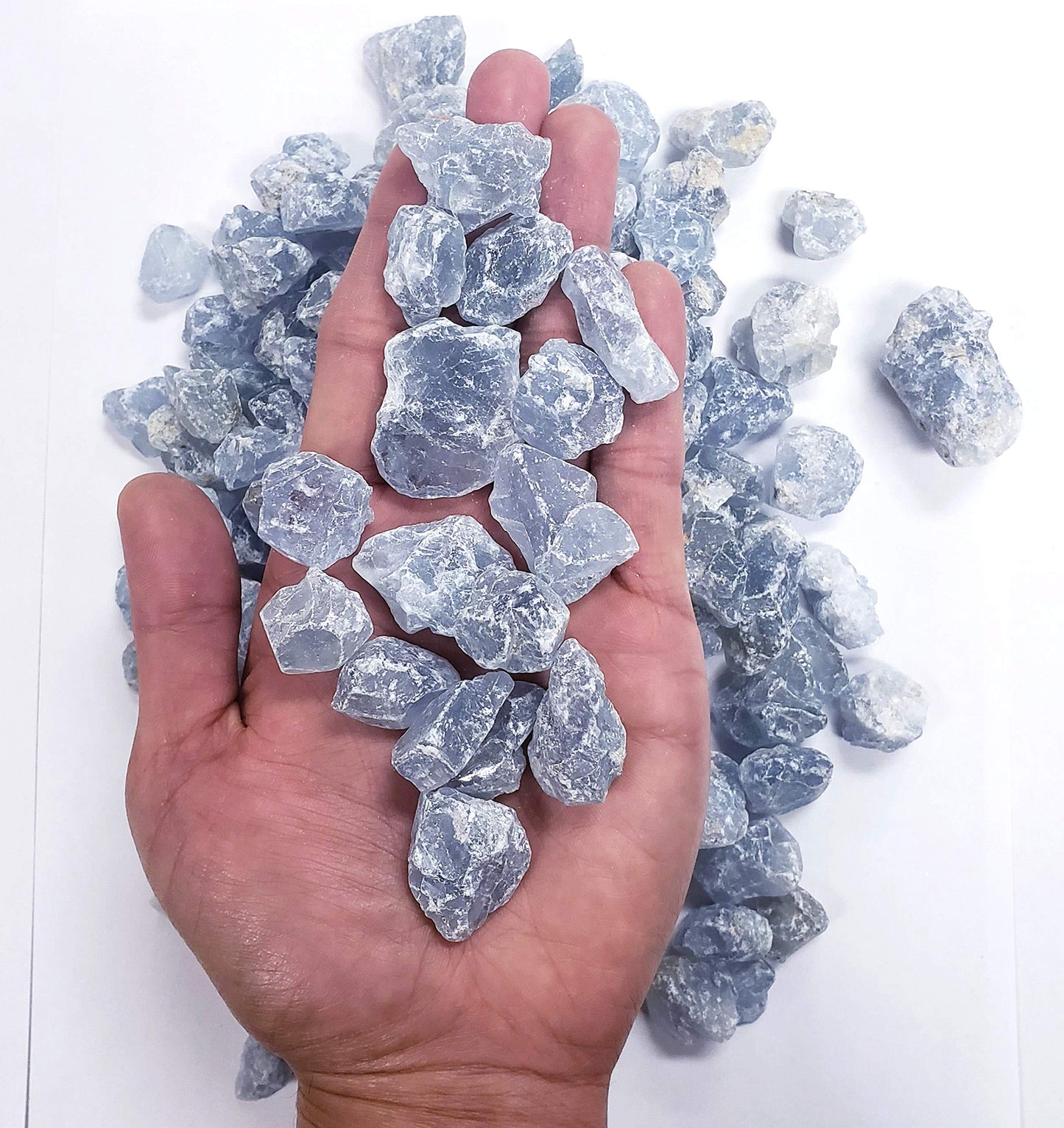 MINERALUNIVERSE 1/2 LB Celestite Crystal Rough Stones - Celestine Natural Stones - Raw Rocks Perfect for Cabbing, Tumbling, Lapidary & Polishing and Reiki Healing