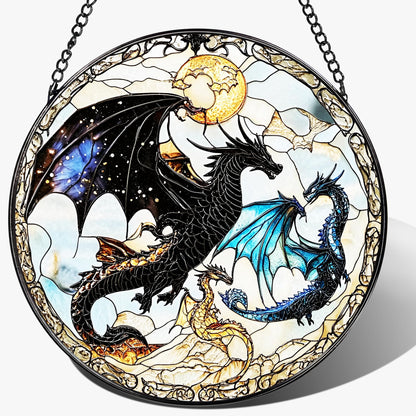 Dragon Stained Glass Window Hanging, 8 Inch Sun Catchers Indoor Window, Suncatchers for Windows Hanging, Home Decor and Christmas, Holiday, Mother's Day, Father's Day, Birthday Gifts for Women, Men