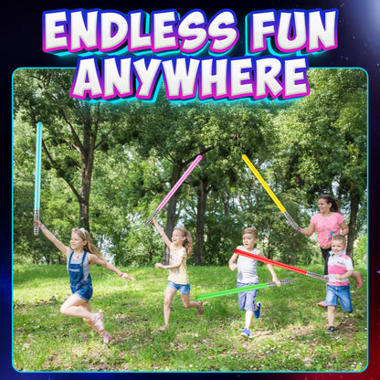 Bedwina Inflatable Light Sabers for Kids - (Pack of 6) 35-inch Neon Color Blow-Up Toy Saber Swords, Party Favors, Goodie Bags, Star Galaxy Theme Birthdays & Prize Toys
