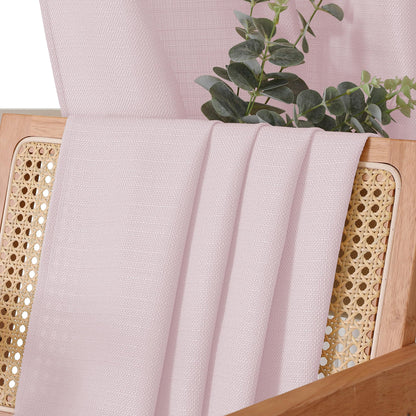 Chyhomenyc Bennet Blush Pink Valance for Windows, Faux Linen Slub Textured Semi Sheer Small Window Kitchen Valance Curtain, Rod Pocket Cafe Valance for Bathroom Laundry Basement, 30Wx14L inch, 2 Piece