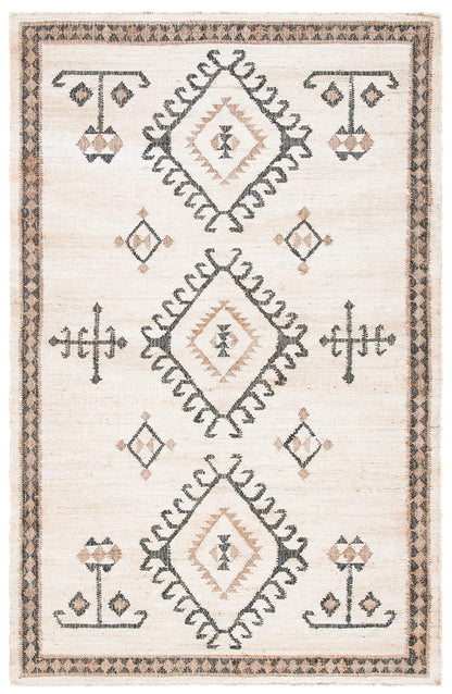 SAFAVIEH Kilim Collection Area Rug - 5' x 8', Ivory & Black, Handmade Flat Weave Jute, Ideal for High Traffic Areas in Living Room, Bedroom (KLM762A)