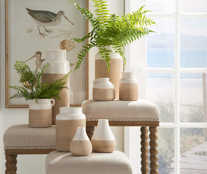 K&K Interiors 4.75 Inch Ceramic Pot with Light Cream Glaze on Top