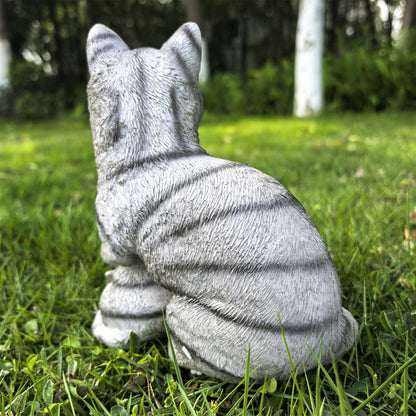 Ahbuohe Mama Cat and Kitten Garden Statue,Outdoor Lawn Decorative Figurine Grey Cat Statue for Patio Yard,Funny Animal Flower Bed Decor Art Sculpture