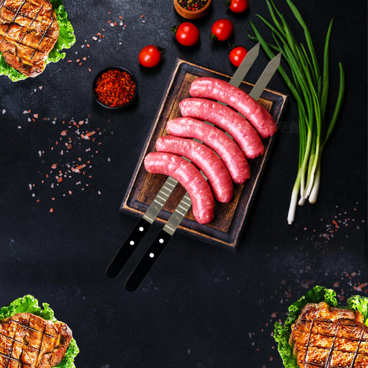 Voniel 23.6 Inch Long Kabob Skewers,0.91 Inch Wide Skewers for Kabobs,Metal Stainless Steel Kebob for Grilling,Extra Large Flat Kebab,BBQ Tool,Barbecue Sticks with Black Wood Handle,7 Pack with Bag.